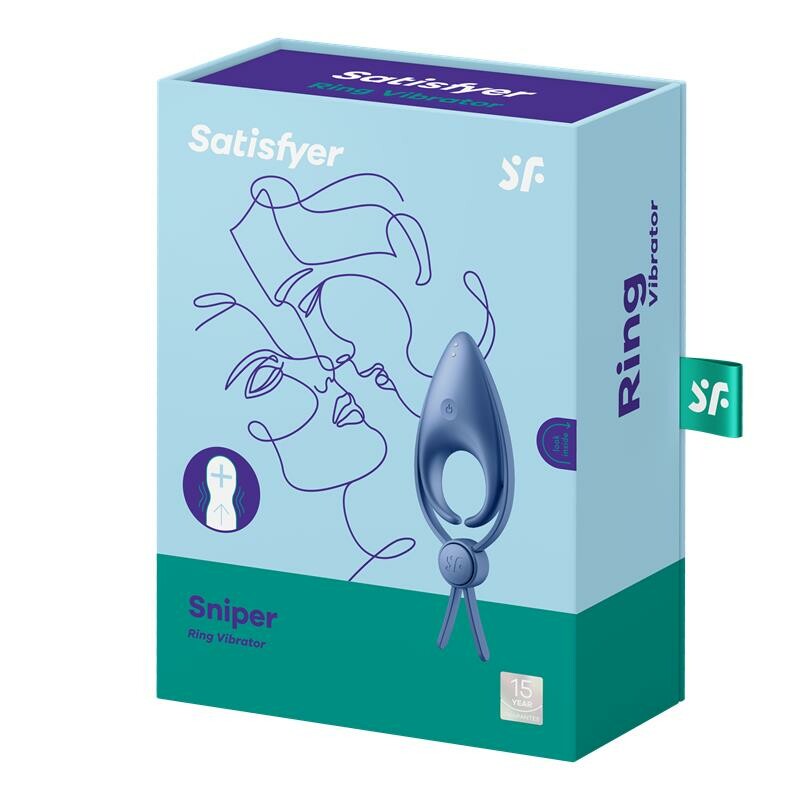 Ерекційне віброкільце Satisfyer Sniper регульоване,блакитне, 14.2 х 5 см - Зображення 1