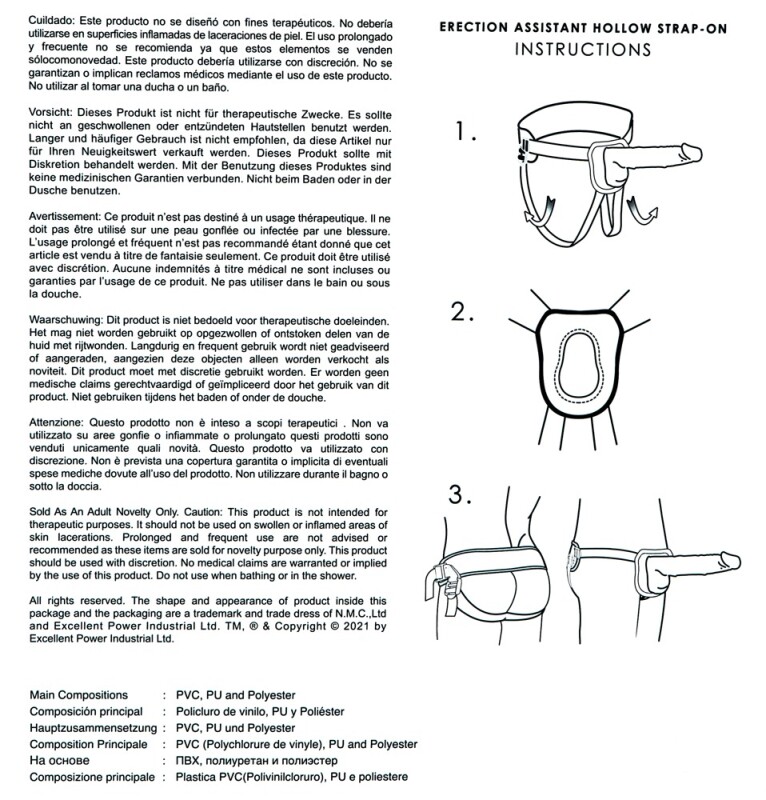 Страпон порожнистий (фаллопротез) Erection Assistant Hollow Strap-On, 24 см х 4 см - Изображение 8