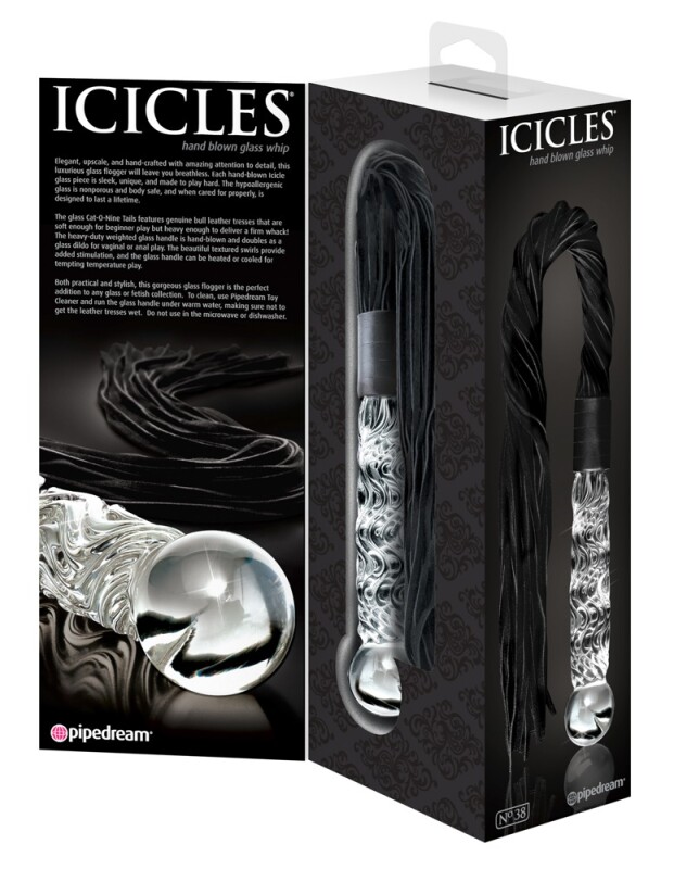 Фалоімітатор-батіг Pipedream Icicles No. 38 скло та замш, 17 см - Зображення 2