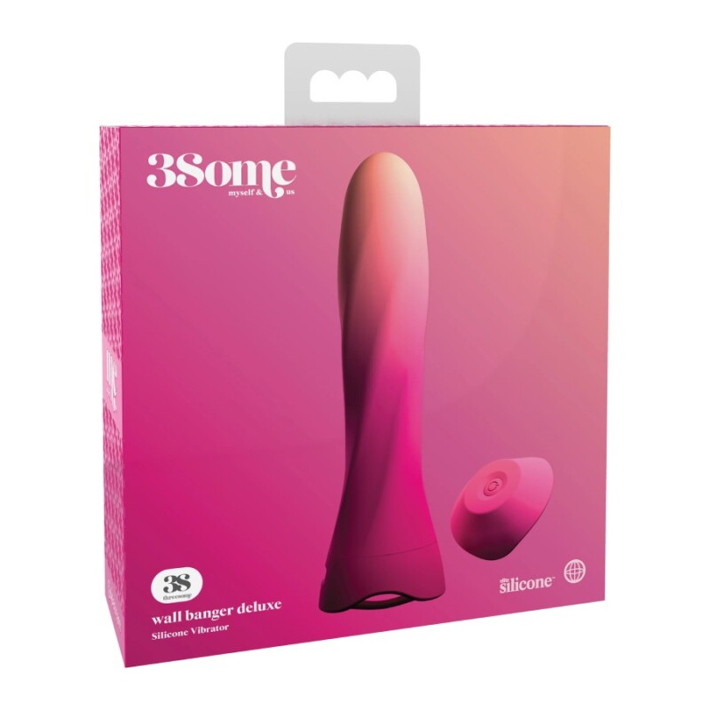 Вібратор зі з'ємной присоскою Pipedream 3Some Wall Banger Deluxe, рожевий, 19 х 4 см