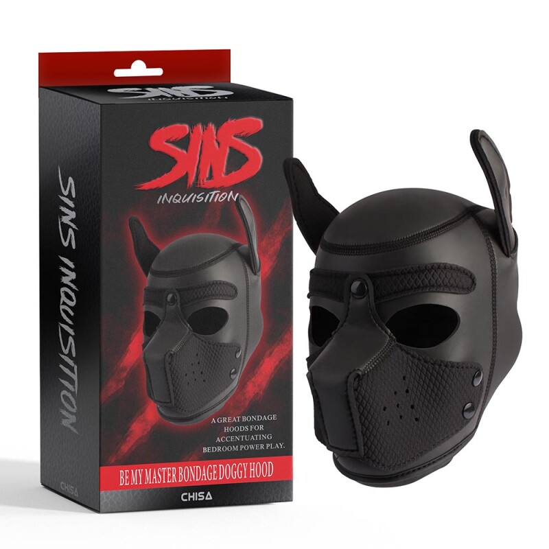 Маска-шлем собачки на голову Sins Inquisition Be My Master Bondage Puppy Hood, чорна