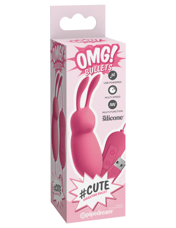 Віброкуль у вигляді зайчика OMG! Bullets #Cute, рожева, 8.5 х 2.5 см - Зображення 1