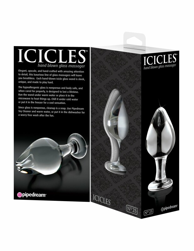 Анальна пробка Icicles No. 25, скляна, прозора, 9 х 4.4 см - Зображення 4
