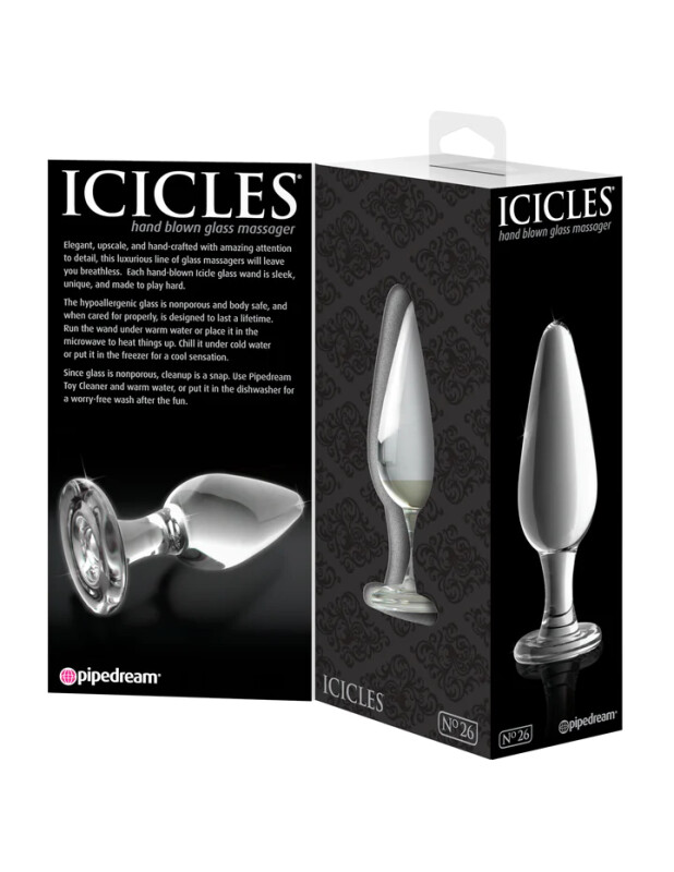 Анальна пробка Icicles No. 26, скляна, прозора, 11.5 х 3.8 см - Зображення 4