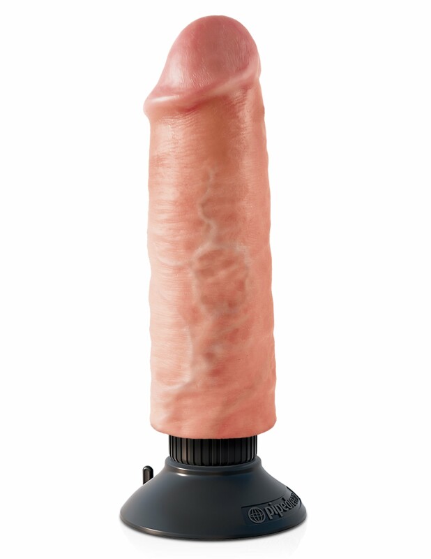 Вібратор реалістичний на присосці King Cock, бежевий, 16 х 4.8 см