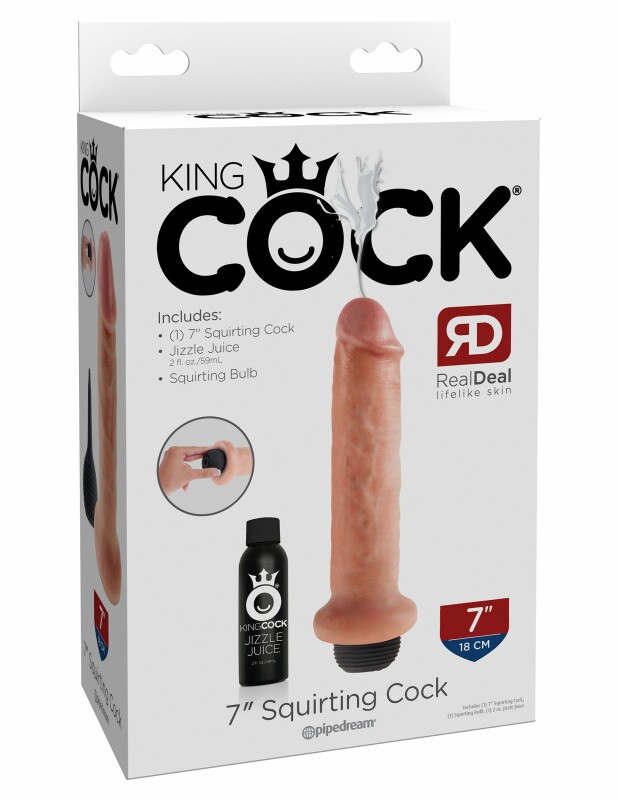Фалоімітатор реалістичний з еякуляцією King Cock Squirting, бежевий, 22 х 5 см