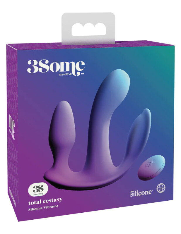Потрійний вібратор 3Some Total Ecstasy, з пультом дистанційного керування, фіолетовий - Зображення 1
