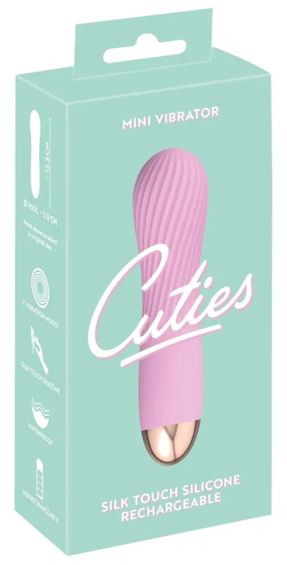 Міні-вібратор із хвилеподібним рельєфом Cuties рожевий, 12.5 х 3.3 см - Изображение 1