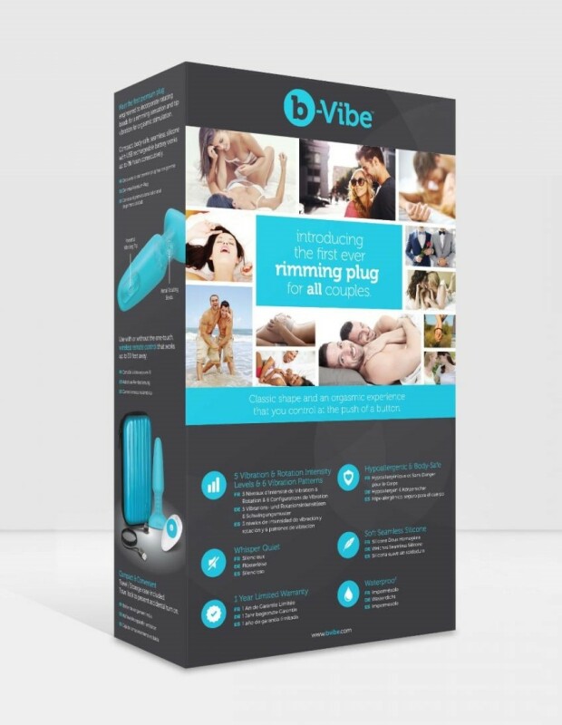 Анальна пробка з вібрацією та імітацією риммінгу b-Vibe Rimming Plug 2, блакитна, 15 х 3.8 см - Зображення 9