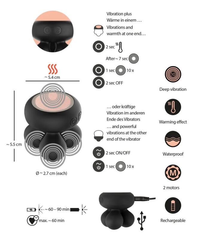 Міні-масажер з підігрівом CUPA Warming Mini Massager, 5.5 см х 5.4 см - Зображення 8