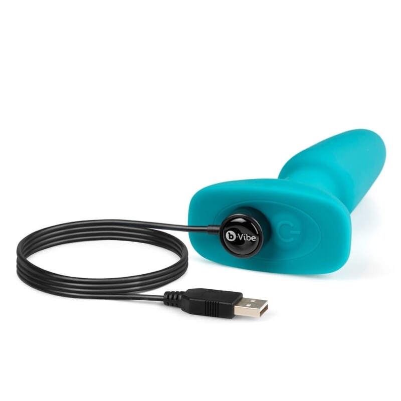 Анальна пробка з вібрацією та імітацією риммінгу b-Vibe Rimming Plug 2, блакитна, 15 х 3.8 см - Зображення 5