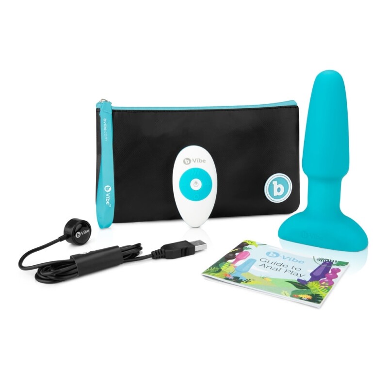 Анальна пробка з вібрацією та імітацією риммінгу b-Vibe Rimming Plug 2, блакитна, 15 х 3.8 см - Зображення 6