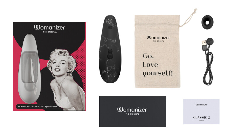 Безконтактний стимулятор клітора Womanizer Marilyn Monroe Special Edition, чорний мармур - Зображення 9