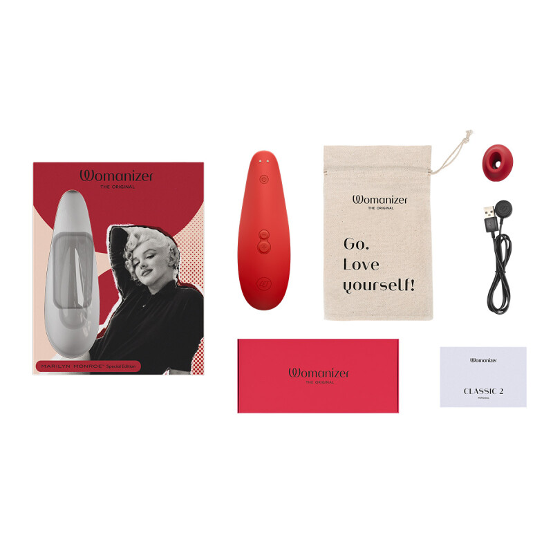 Безконтактний стимулятор клітора Womanizer Marilyn Monroe Special Edition, яскраво червоний - Изображение 9