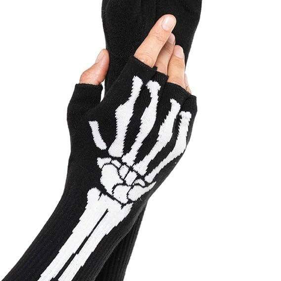 Рукавички без пальців Leg Avenue Skeleton Fingerless Gloves, чорні, O/S - Зображення 3