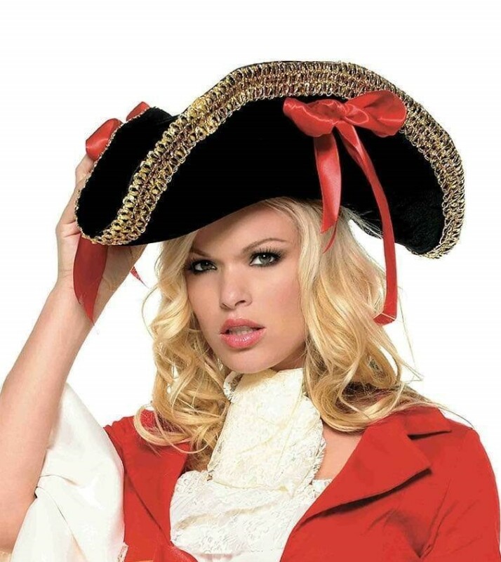 Піратський капелюх зі стрічкою та золотим оздобленням Pirate Hat with Gold Trim від Leg Avenue, чорний - Изображение 3