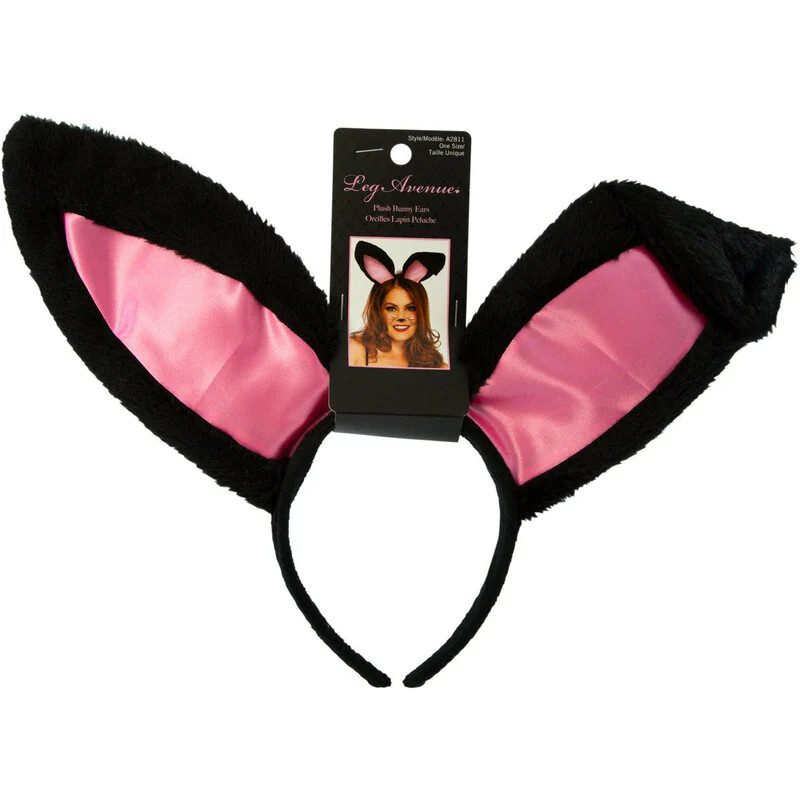 Вушки кролика One Size Plush Bunny Rabbit Ears Headband від Leg Avenue, рожево-чорні - Зображення 3