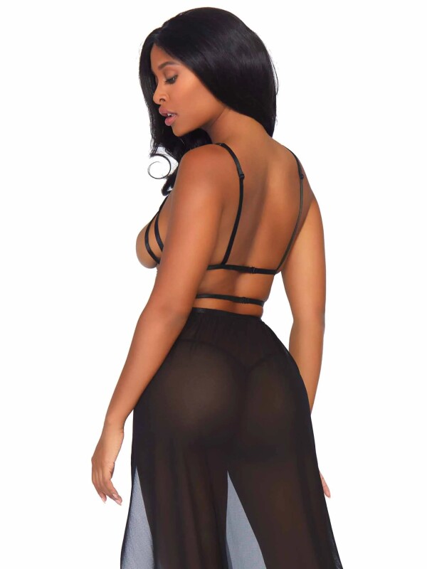Еротична сукня з відкритими грудьми S/M Yours Always Open Cup Gown Set від Leg Avenue, чорна - Зображення 5