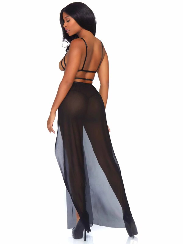 Еротична сукня з відкритими грудьми S/M Yours Always Open Cup Gown Set від Leg Avenue, чорна - Зображення 2