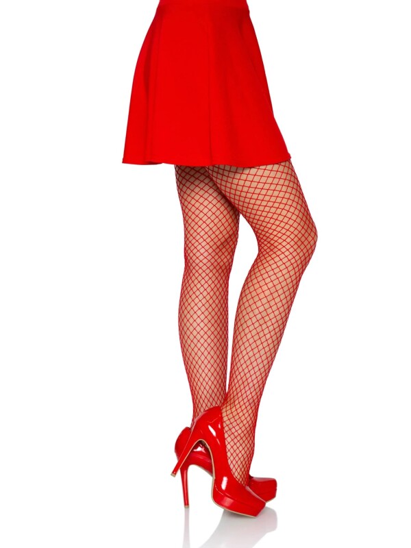 Колготки у сіточку One Size Gaia Spandex Net Industrial Tights від Leg Avenue, червоні - Зображення 3