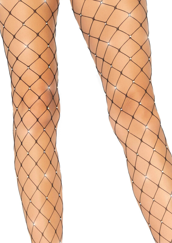 Сексуальні колготки зі стразами Leg Avenue Rhinestone у велику сіточку, чорні, O/S - Зображення 2