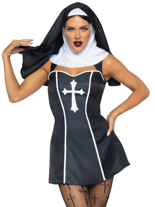 Костюм монахині Leg Avenue, XS, Naughty Nun 2 предмети, чорний - Изображение 2