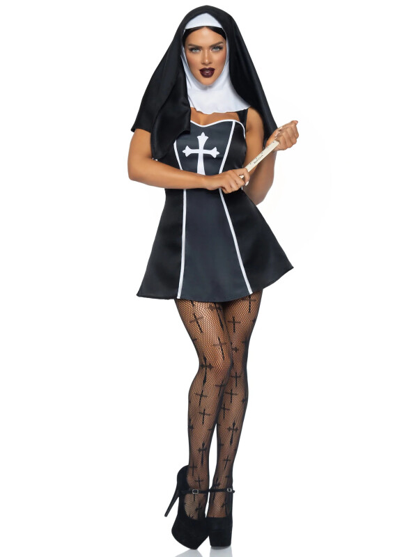 Костюм монахині Leg Avenue, XS, Naughty Nun 2 предмети, чорний - Изображение 5