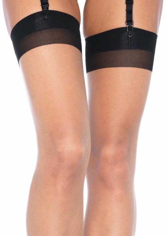 Сексуальні панчохи One Size Grace Cuban Contrast Heel Stockings від Leg Avenue, бежево-чорні - Зображення 3