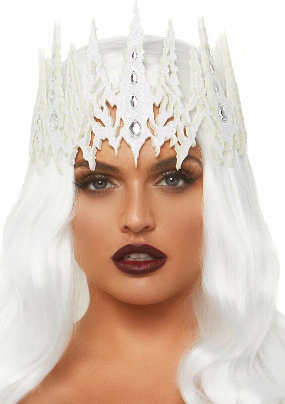 Корона із кристалами Glitter Die Cut Jeweled Crown від Leg Avenue, біла - Зображення 2