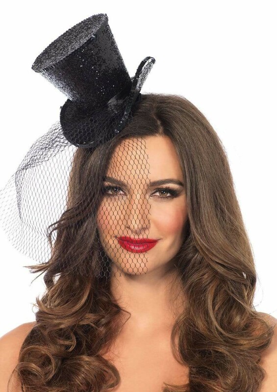 Жіночий міні-циліндр Mini Glitter Top Hat від Leg Avenue, чорні - Изображение 2