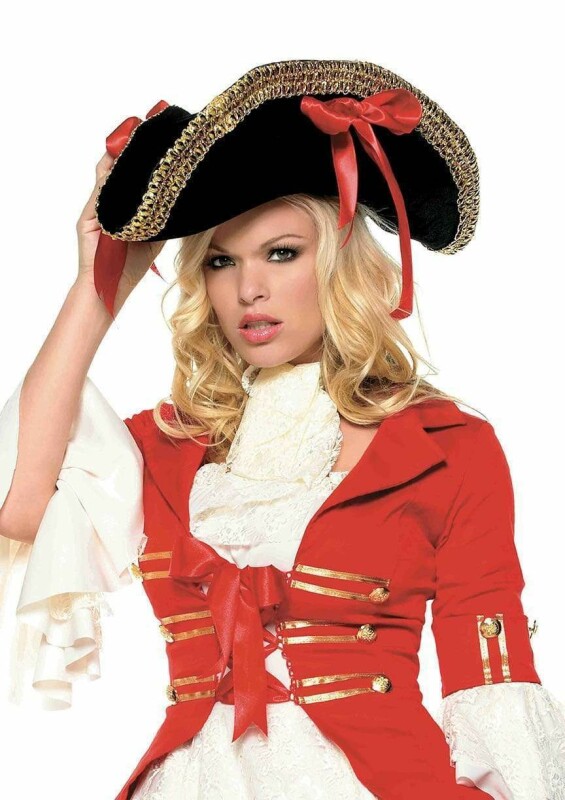 Піратський капелюх зі стрічкою та золотим оздобленням Pirate Hat with Gold Trim від Leg Avenue, чорний - Изображение 2
