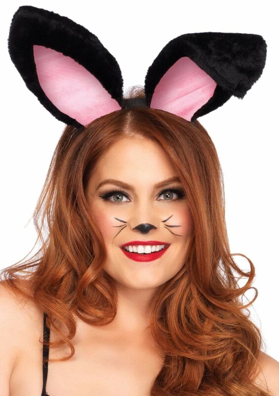Вушки кролика One Size Plush Bunny Rabbit Ears Headband від Leg Avenue, рожево-чорні - Зображення 2
