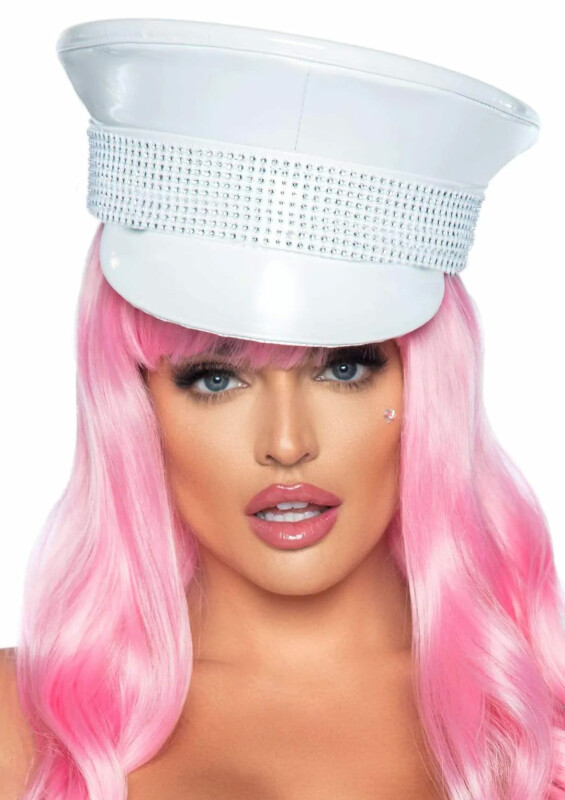 Військовий капелюх зі стразами One Size Rhinestone Trimmed Military Hat від Leg Avenue, білий - Зображення 2