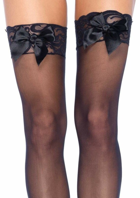 Панчохи з мереживною коронкою One Size Bunny Sheer Thigh High від Leg Avenue, чорні - Изображение 2