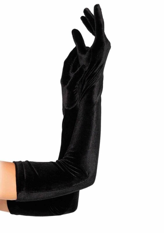 Сексуальні рукавички Stretch Velvet Opera Length Gloves від Leg Avenue, чорні - Изображение 2