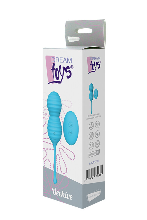 Вагінальні кульки з дистанційним пультом Dream Toys на жорсткій зчіпці, блакитні, 17.3 х 3.7 см - Зображення 1