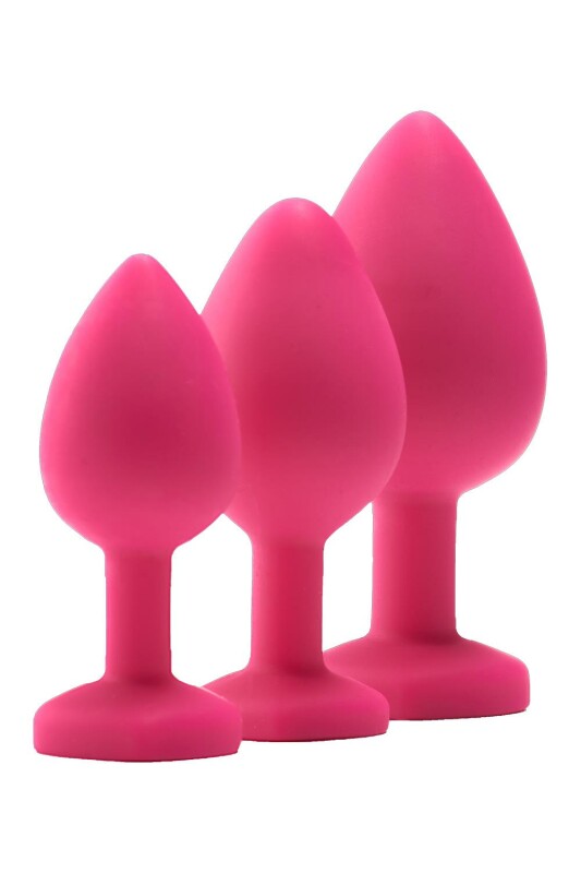 Набір анальних пробок Dream Toys Flirts із білими кристалами, рожеві, 3 шт - Изображение 4