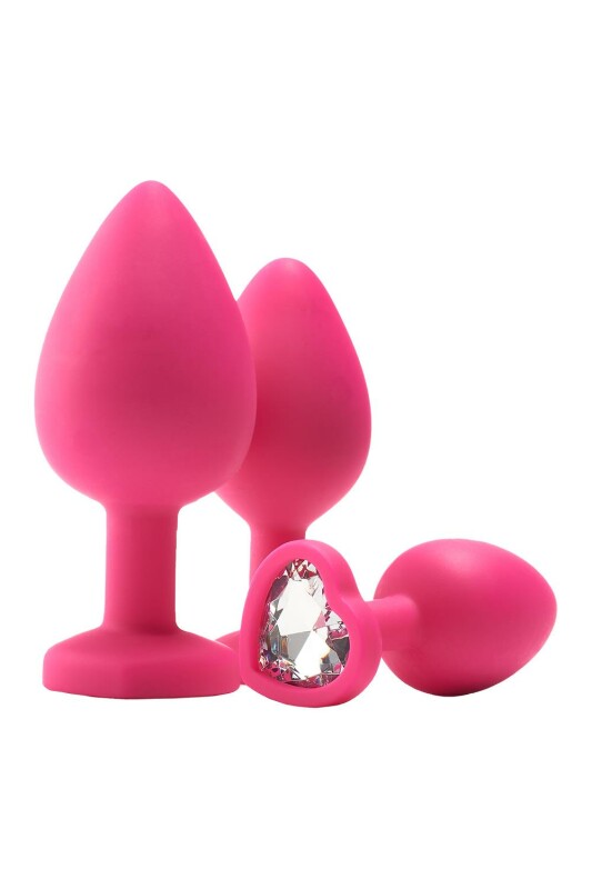 Набір анальних пробок Dream Toys Flirts із білими кристалами, рожеві, 3 шт - Изображение 5