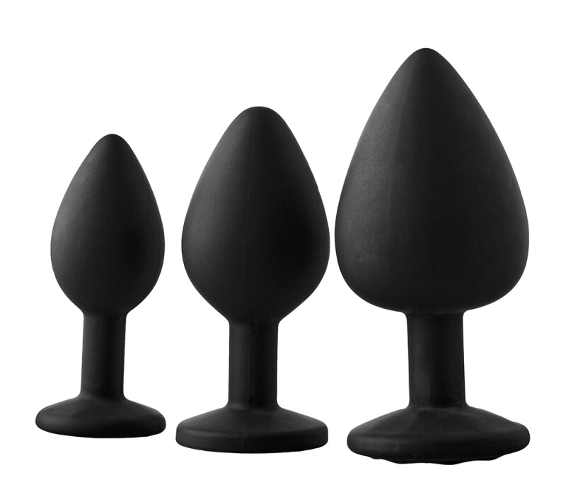 Набір анальних пробок Dream Toys Fantasstic з червоним камінням, чорний, 3 шт - Зображення 2