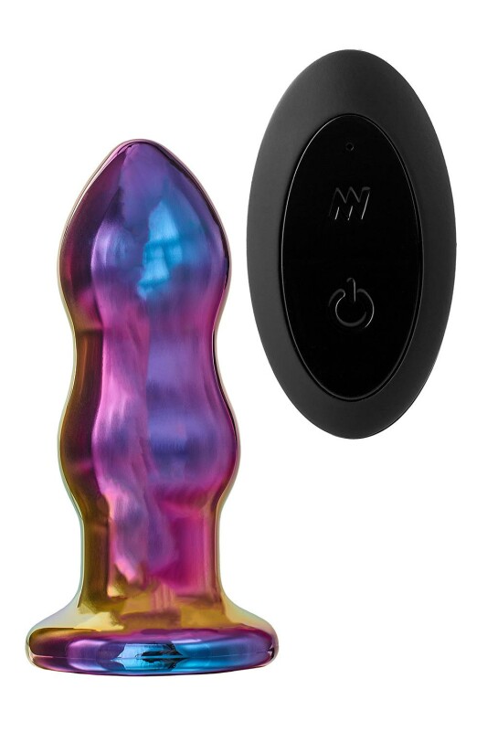 Анальна пробка рельєфна з вібрацією Dream Toys Glamour Glass, скляна, різнокольорова, 11.2 х 2.6 см - Изображение 2