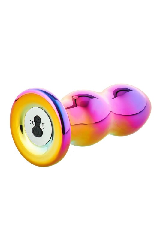 Анальна пробка рельєфна з вібрацією Dream Toys Glamour Glass, скляна, різнокольорова, 11.2 х 2.6 см - Изображение 5