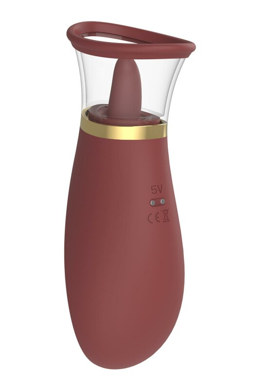 Вакуумний стимулятор з язичком Dream Toys Romance Roxy для сосків та клітора, бордовий - Зображення 5