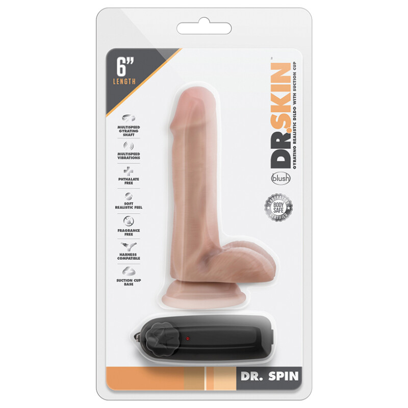 Вібратор реалістичний з обертанням Dr. Skin, на присосці, 15 х 3.8 см - Зображення 1