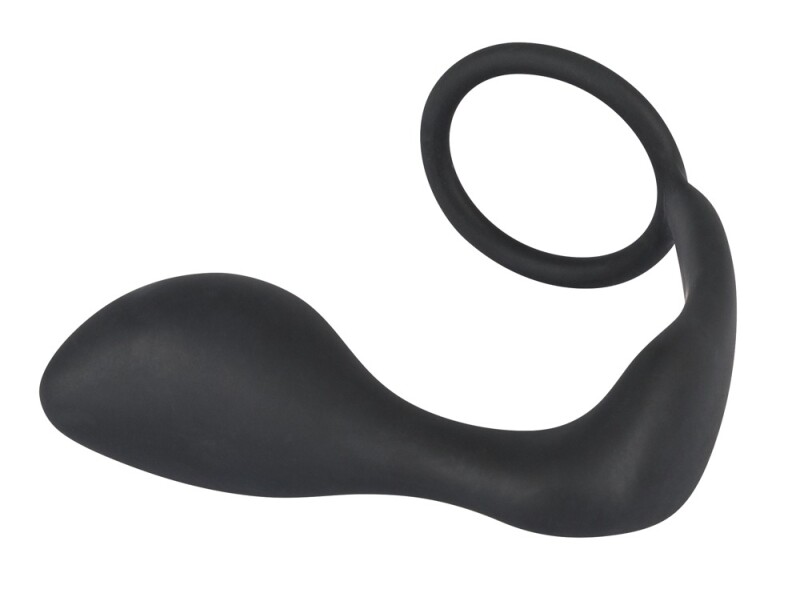Кільце ерекційне з анальною пробкою Black Velvets Ring &amp; Plug, чорне - Зображення 5