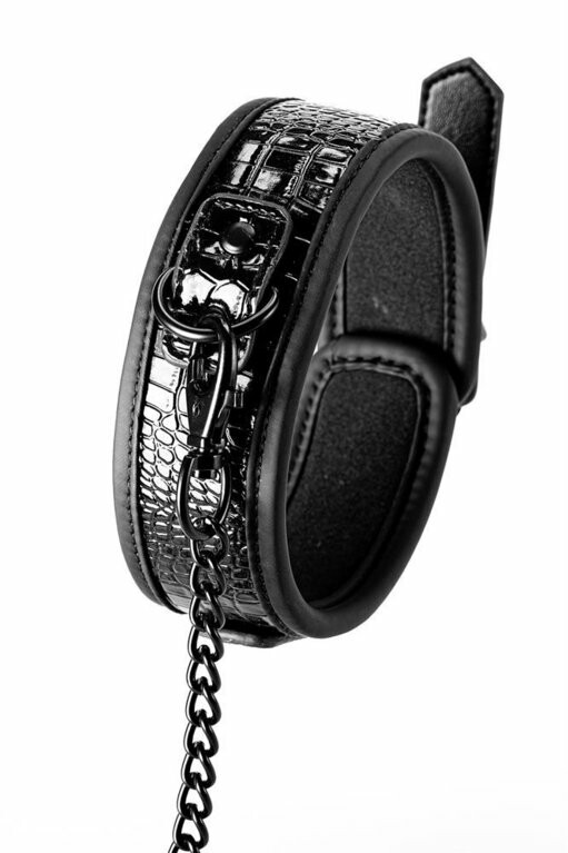 Нашийник з повідцем Blaze Croco від Dream Toys, чорного кольору - Изображение 2