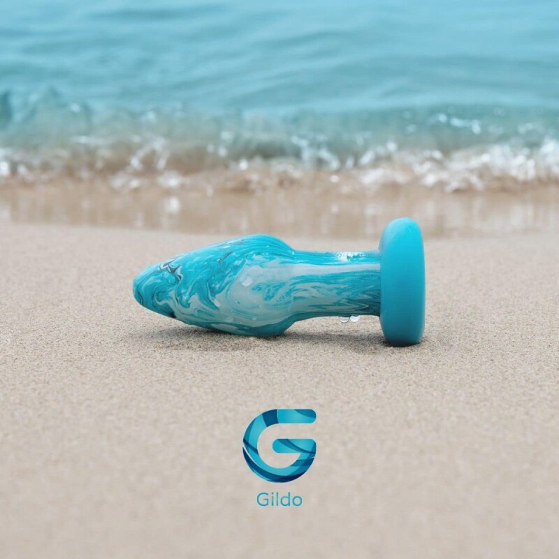 Анальна пробка Gildo Ocean скляна, блакитна, 11 х 4 см - Зображення 2