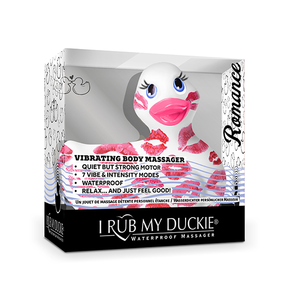 Качечка вібратор I Rub My Duckie біла з рожевим візерунком - Зображення 1