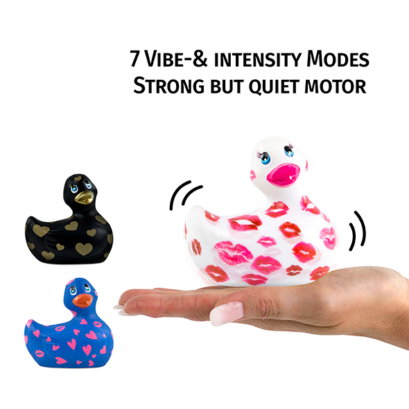 Качечка вібратор I Rub My Duckie біла з рожевим візерунком - Зображення 3