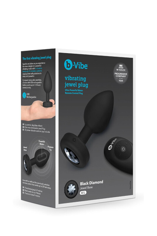 Анальна пробка з каменем з вібрацією M/L B-Vibe з дистанційним пультом керування, чорна, 10.5 х 4 см - Изображение 1