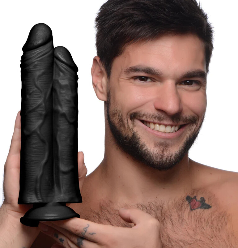 Подвійний фалоімітатор реалістичний Master Cock, чорний, 25 х 9 см - Изображение 6